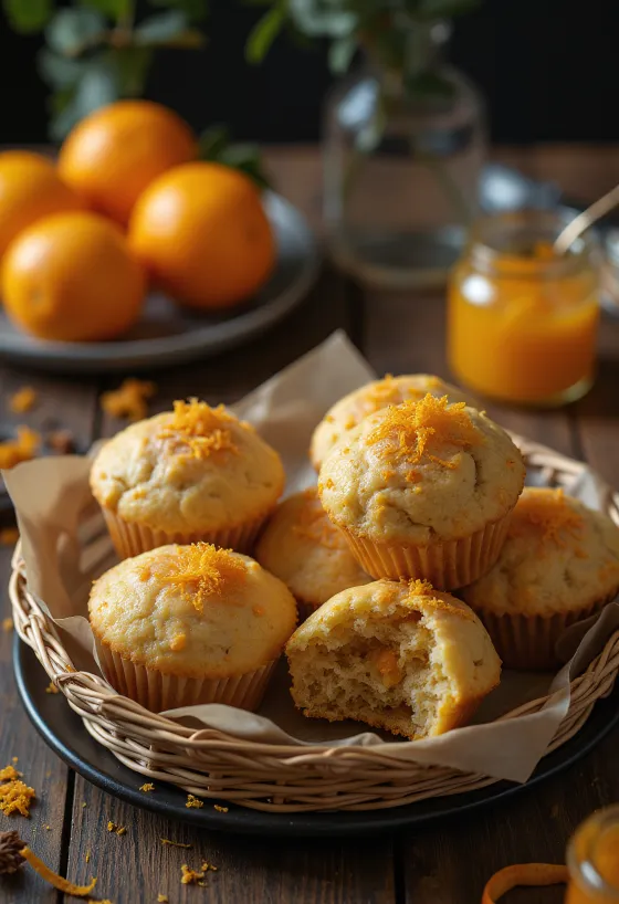 Muffins met kastanje en sinaasappel geserveerd