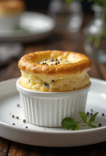 Gerezen soufflé met blauwe kaas