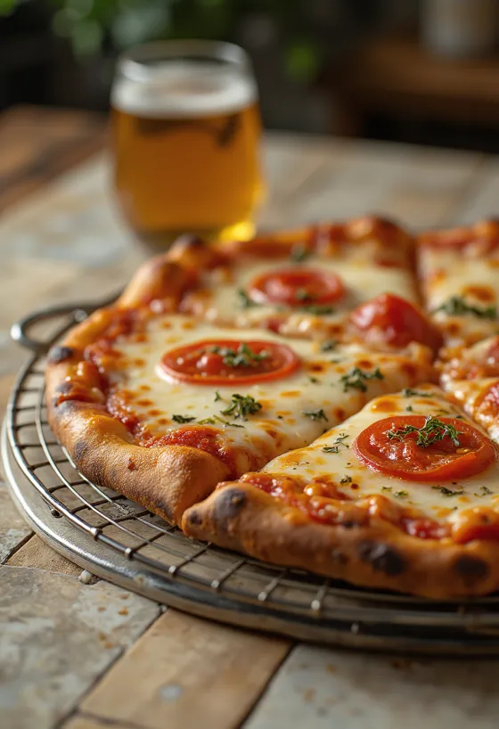 New York Style Pizza met dun deeg en grote punten
