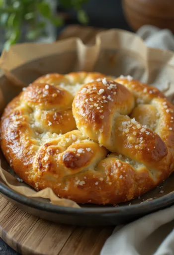 Pretzel met Parmezaanse kaas vers gebakken