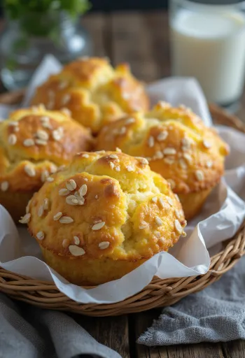 Kwark-havermoutmuffins geserveerd