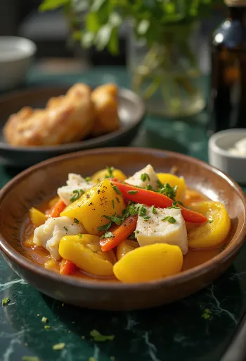 Ackee en gezouten kabeljauw met groenten