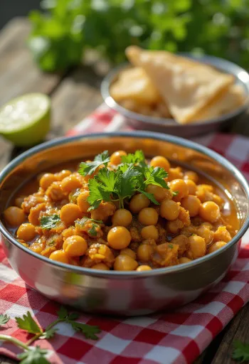 Chana Masala, kikkererwtencurry met tomatensaus en koriander