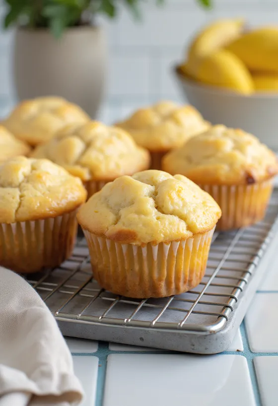 Citroen-banaan muffins geserveerd