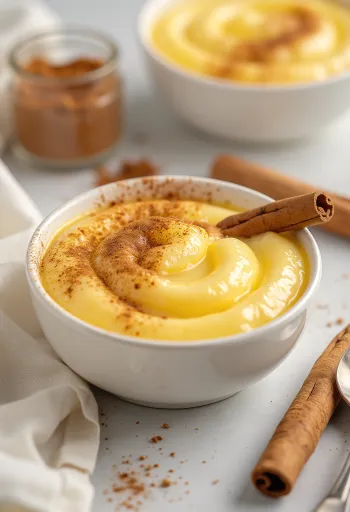 Curau met gecondenseerde melk, geserveerd met kaneel en romige textuur