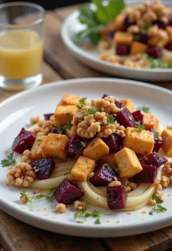 Pittige tofusalade met bieten