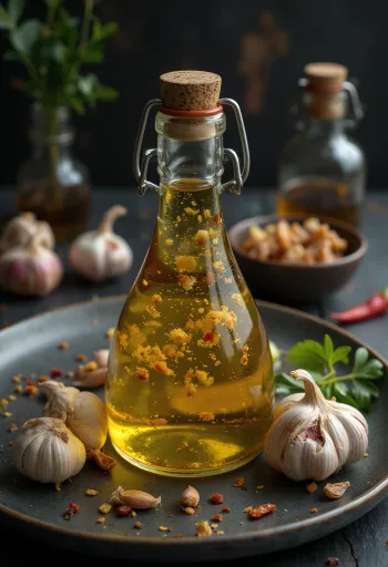 Pittige knoflooksaus geserveerd