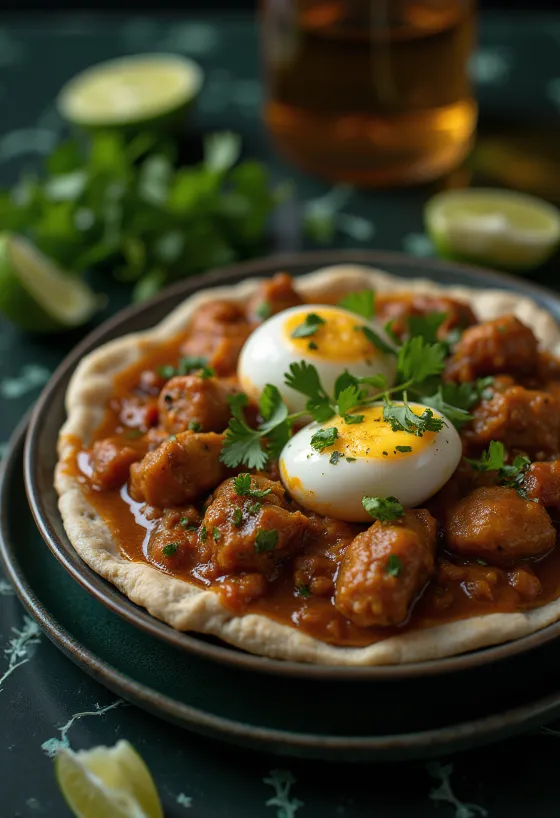 Doro Wat Ethiopische kipstoofpot geserveerd