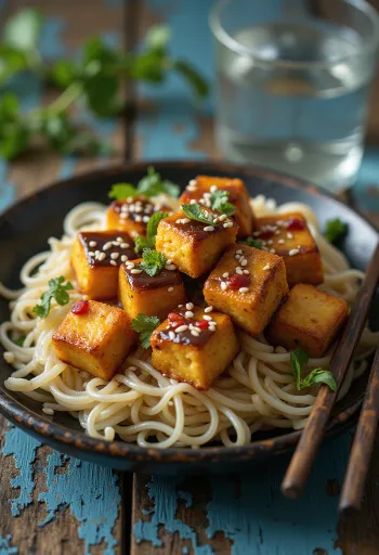 Tofu met Thaise dressing geserveerd