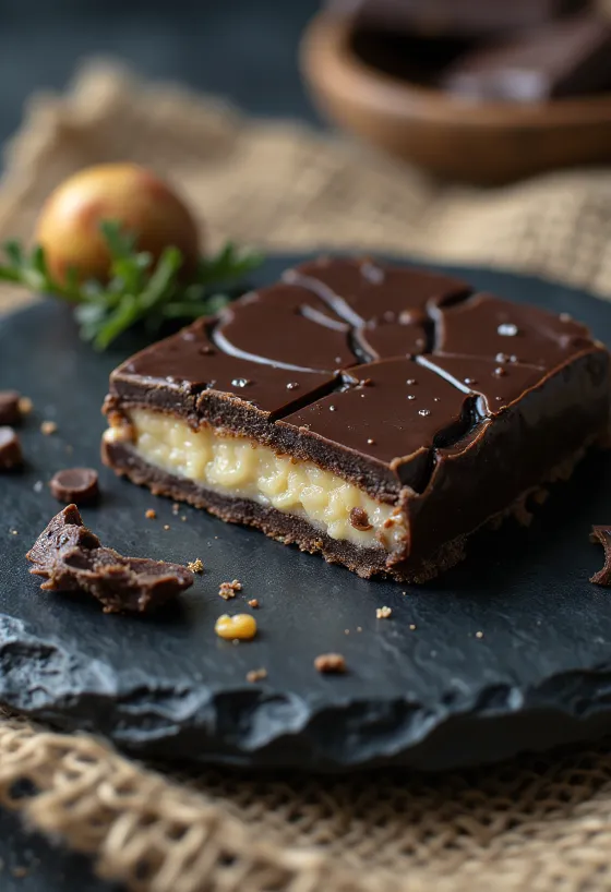 Túró Rudi met chocoladecoating, gekoeld geserveerd.