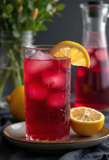 Hibiscus limonade geserveerd in een glas