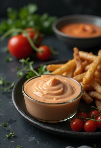 Pittige sriracha mayonaise geserveerd