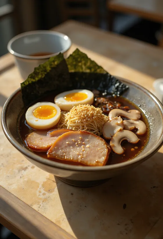 Wakayama ramen geserveerd met sojasaus-varkensbouillon