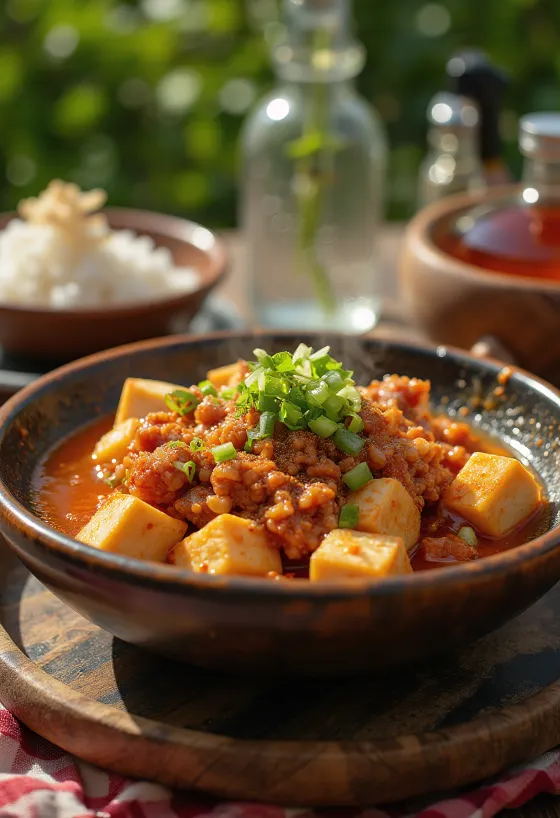 Mapo Tofu, Szechuan tofu met varkensgehakt en pittige saus
