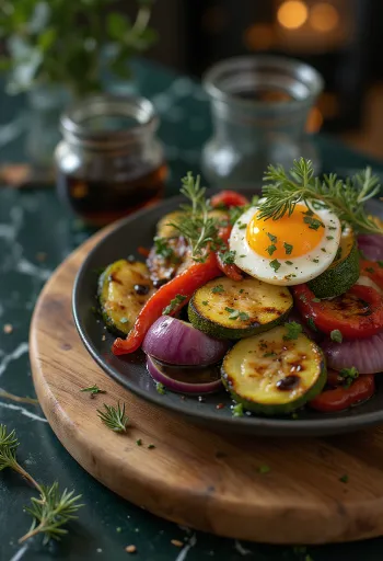 Geroosterde groenten met balsamico geserveerd