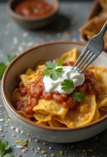 Chilaquiles con salsa de chipotle met pittige saus