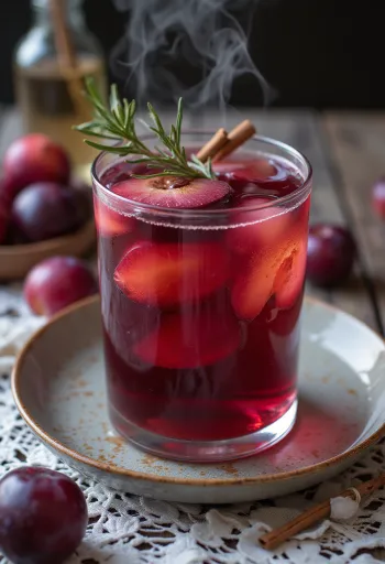 Pruimencider geserveerd in een glas