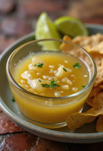 Goudgele tequila-limoensaus met verse kruiden