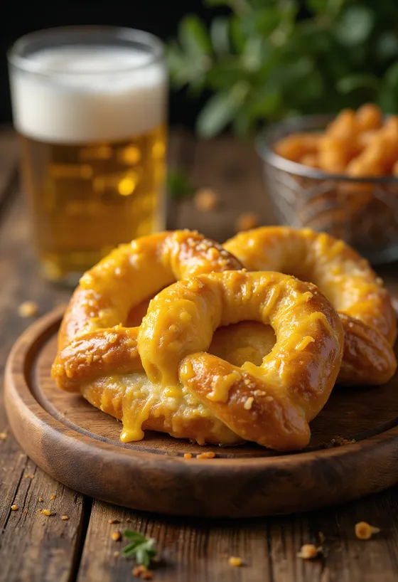 Cheddar pretzel vers gebakken