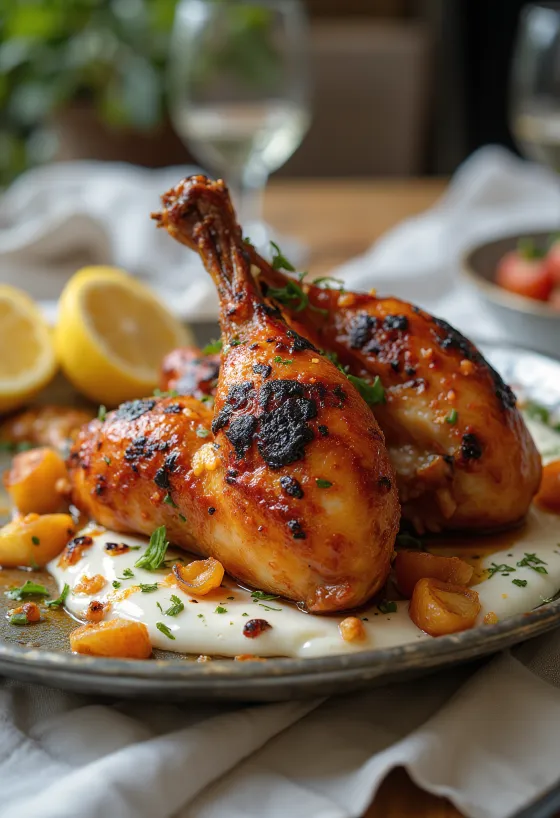 Tandoori kip geserveerd met salade en naanbrood