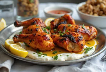 Tandoori kip geserveerd met salade en naanbrood