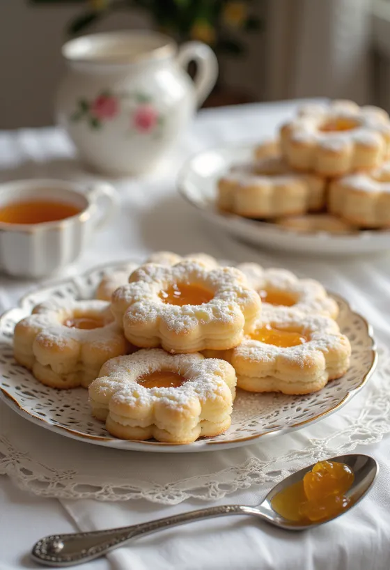 Klassieke Jam Linzer bestrooid met poedersuiker