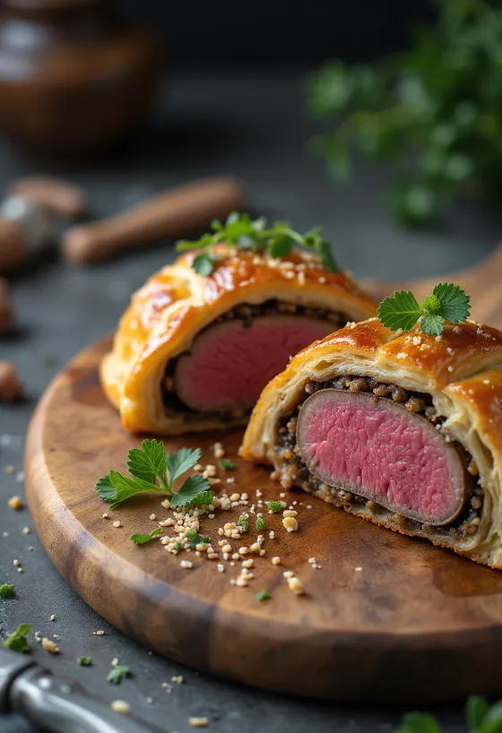 Beef Wellington geserveerd