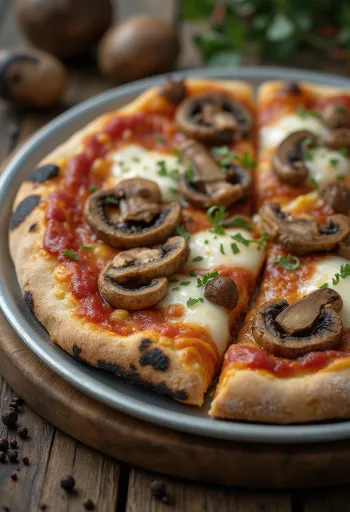 Pizza ai Funghi di Bosco met wilde paddenstoelen en mozzarella