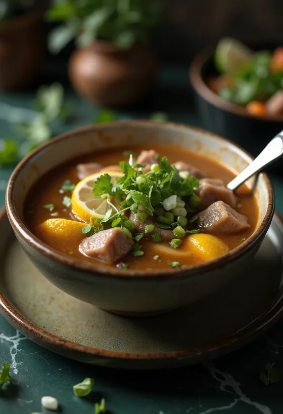 Soto Madura, pittige rundvleessoep met verse koriander en citroen
