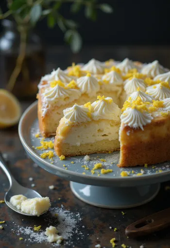 Klassieke kwarktaart bestrooid met poedersuiker