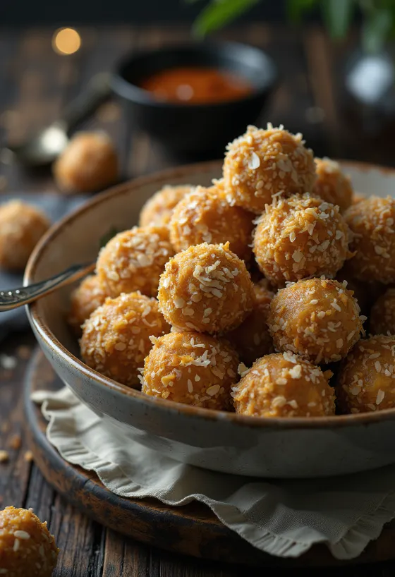 Havermout kokosballetjes in een schaal