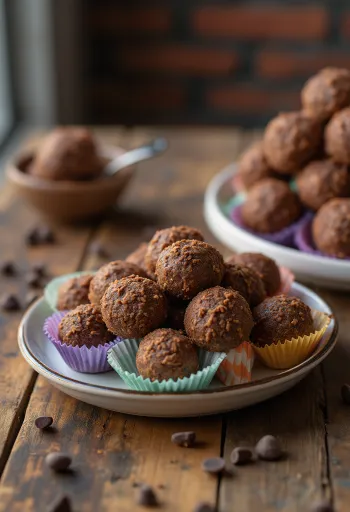 Brigadeiro met melk, in chocolade gerolde balletjes, fris en verleidelijk uiterlijk