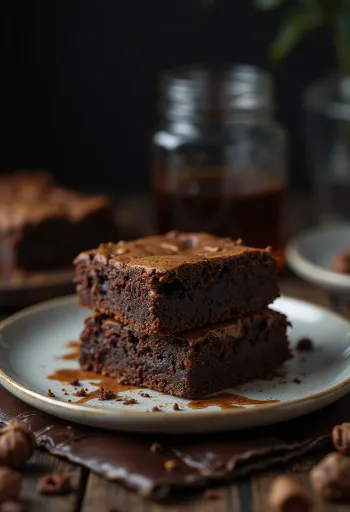 Chocoladebrownie met knapperige bovenkant en zachte binnenkant, in stukken gesneden