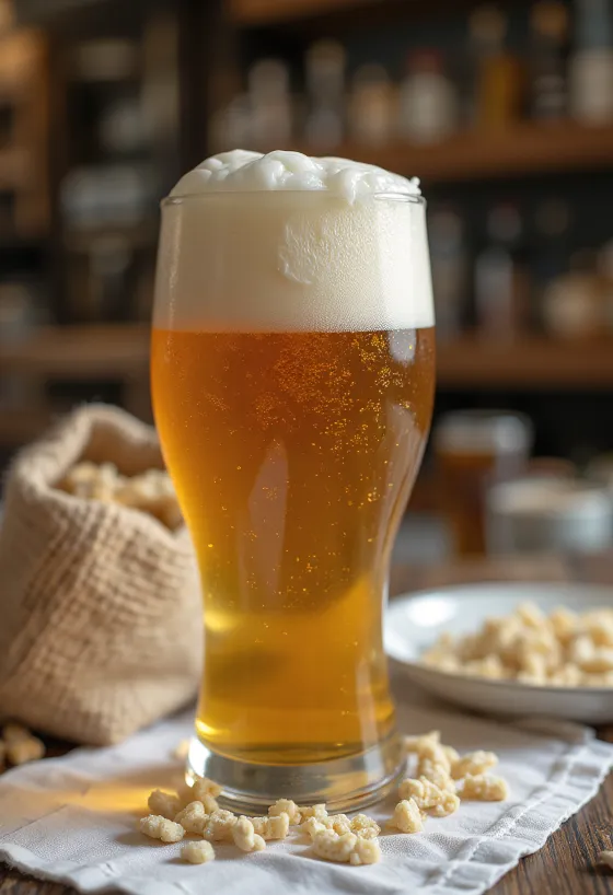 Zelfgemaakt bier geserveerd in een fles