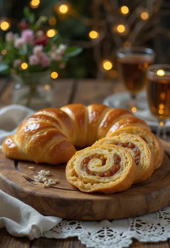 Marsepeinrol met goudbruine korst en rijke vulling