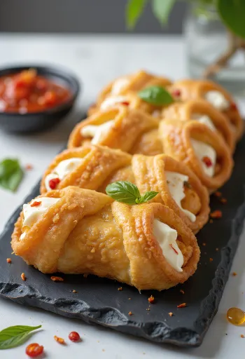 Pittige cannoli met chili en honing geserveerd