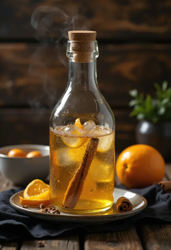 Amerikaanse zoete cider in een glas met kruiden