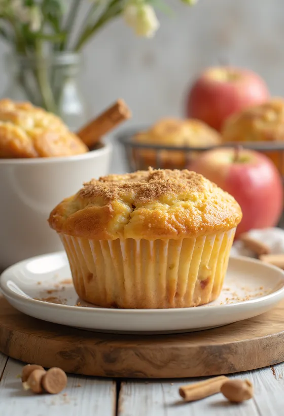 Muffins met kastanje en appel geserveerd