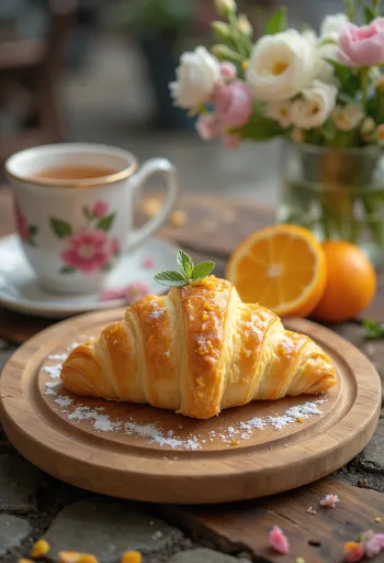 Croissants met oranjebloesem geserveerd