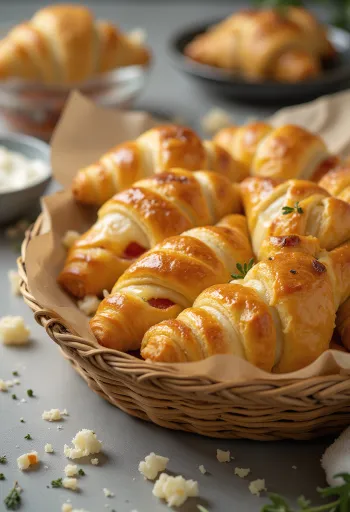 Vers gebakken pizzabroodjes met gesmolten kaas en tomatenvulling, geserveerd op een dienblad.