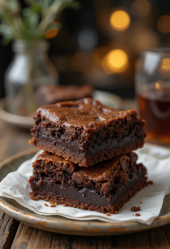 Brownie met rijke chocoladesmaak, in stukken gesneden