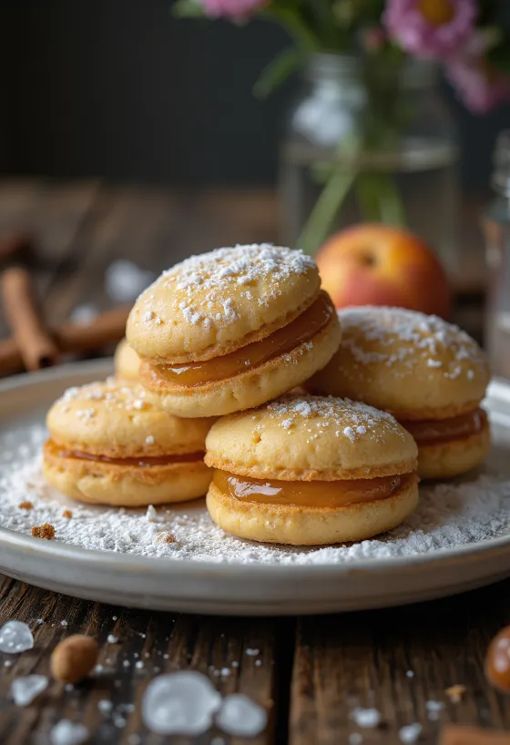 Kaneel-honing linzer koekjes geserveerd