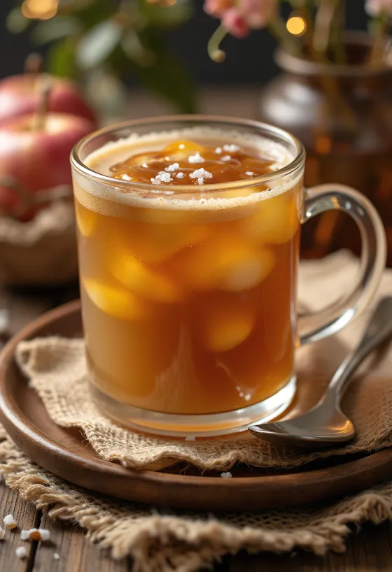 Karamel-appelcider geserveerd