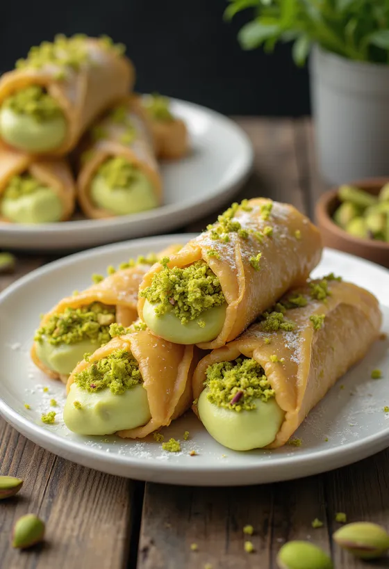 Pistache cannoli geserveerd