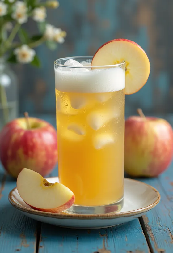 Vers geperst appelsap geserveerd in een glas