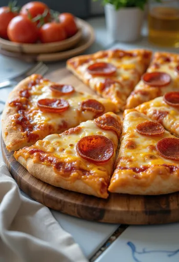 Pizza Pepperoni met een extra dikke laag kaas