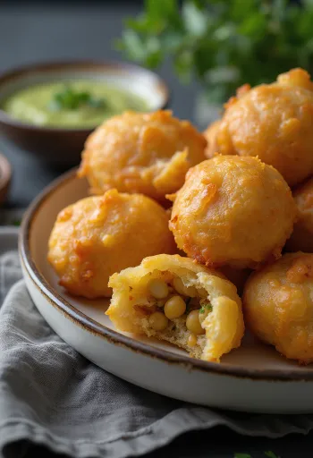 Kachori met kikkererwten, Indiaas gerecht in knapperig deeg met kikkererwtenvulling