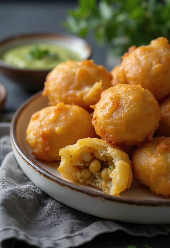 Kachori met kikkererwten, Indiaas gerecht in knapperig deeg met kikkererwtenvulling