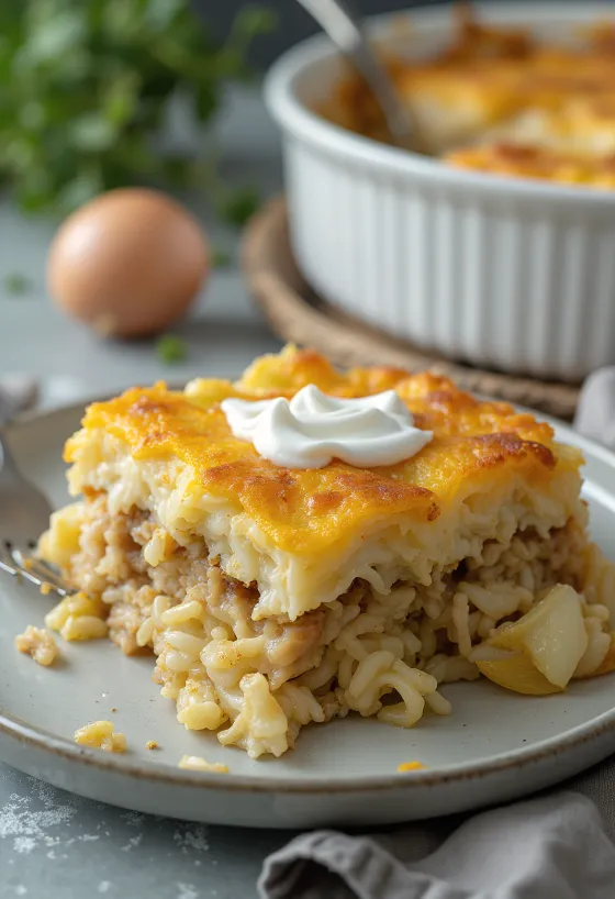 Ovenschotel met groene kool, gelaagd met sappig gehakt en zachte rijst