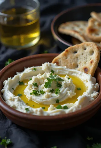 Romige haydari yoghurtdip in een kom met dille